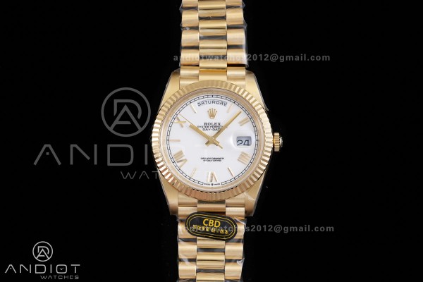 Day Date 40 YG CBDF 1:1 Best Edition White Roman D...