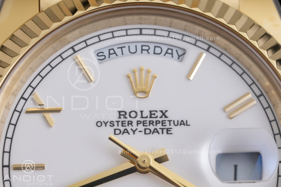 Day Date 40 YG CBDF 1:1 Best Edition White Roman Dial on President Bracelet VR3255 (210g)