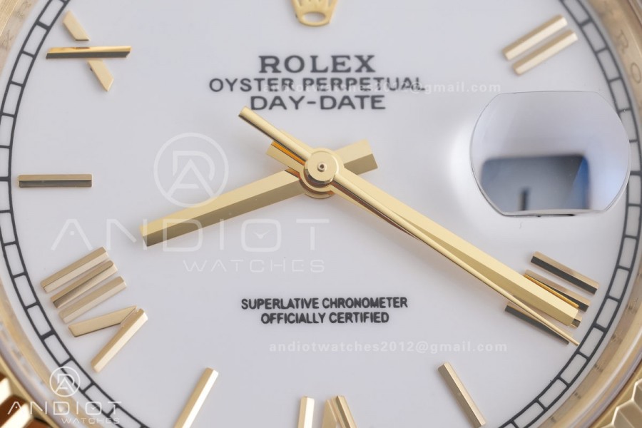 Day Date 40 YG CBDF 1:1 Best Edition White Roman Dial on President Bracelet VR3255 (210g)