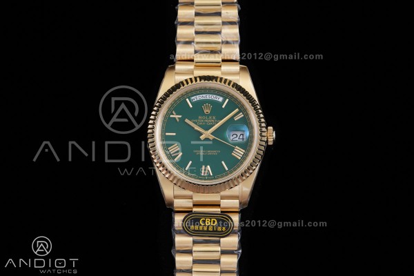 Day Date 40 YG CBDF 1:1 Best Edition Green Roman D...
