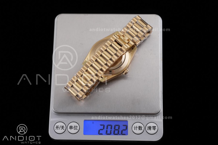 Day Date 40 YG CBDF 1:1 Best Edition Black Crystal Dial on President Bracelet VR3255 (210g)
