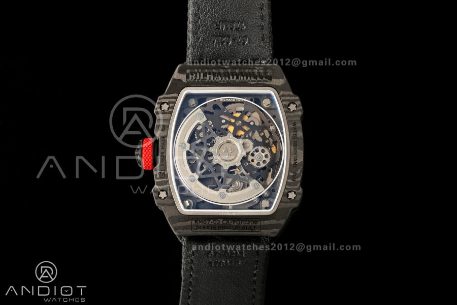 AVF RM67-02 Black NTPT Black/Red Skeleton Dial on Black Velcro Strap CRMA7 Clone V2