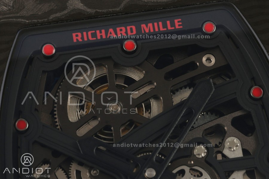 AVF RM67-02 Black NTPT Black/Red Skeleton Dial on Black Velcro Strap CRMA7 Clone V2