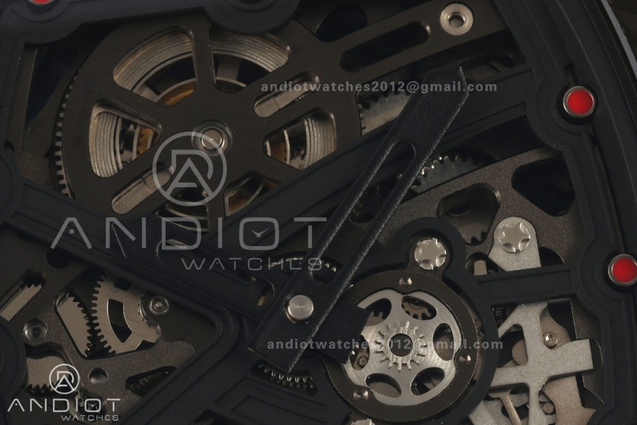 AVF RM67-02 Black NTPT Black/Red Skeleton Dial on Black Velcro Strap CRMA7 Clone V2