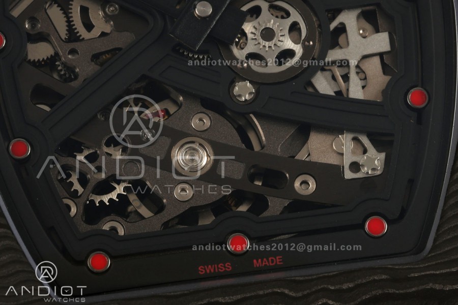 AVF RM67-02 Black NTPT Black/Red Skeleton Dial on Black Velcro Strap CRMA7 Clone V2