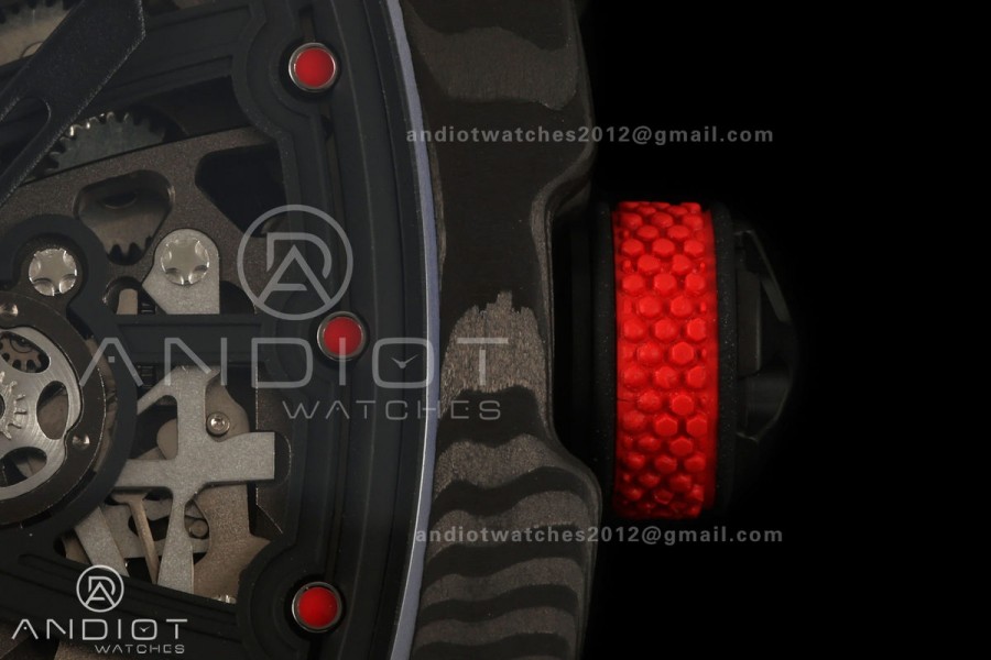 AVF RM67-02 Black NTPT Black/Red Skeleton Dial on Black Velcro Strap CRMA7 Clone V2