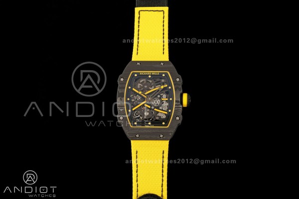 AVF RM67-02 Black NTPT Yellow Skeleton Dial on Yellow Velcro Strap CRMA7 Clone V2