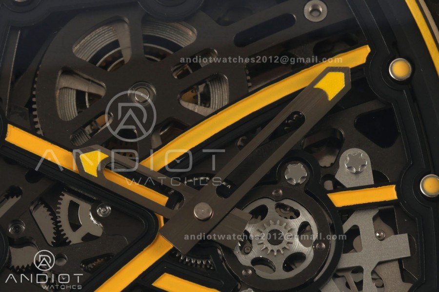 AVF RM67-02 Black NTPT Yellow Skeleton Dial on Yellow Velcro Strap CRMA7 Clone V2
