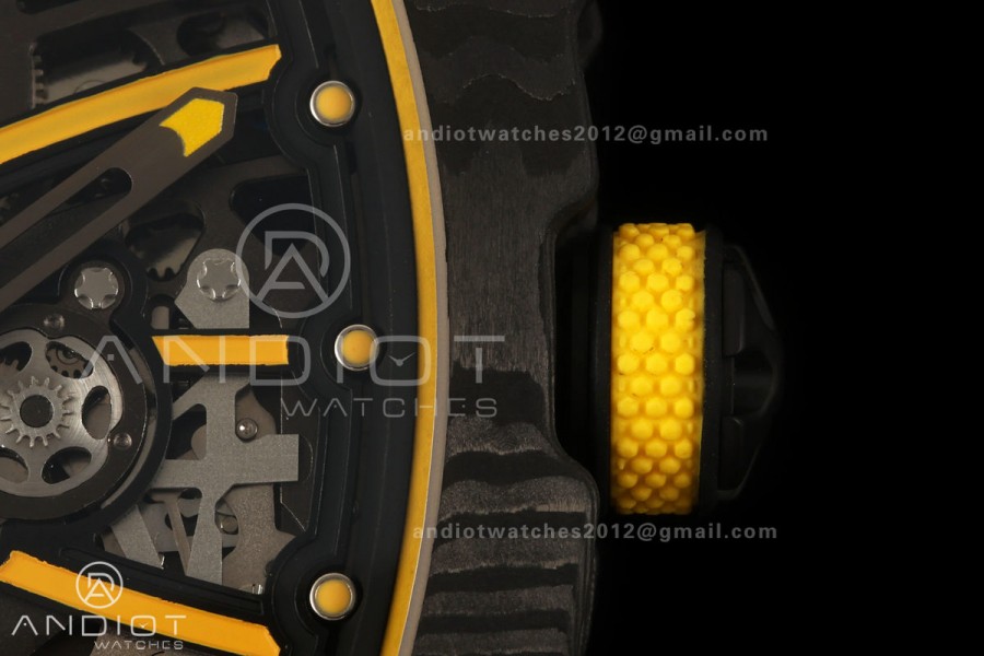 AVF RM67-02 Black NTPT Yellow Skeleton Dial on Yellow Velcro Strap CRMA7 Clone V2