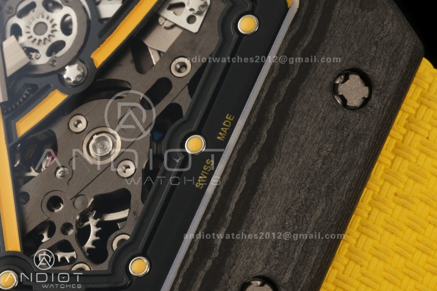AVF RM67-02 Black NTPT Yellow Skeleton Dial on Yellow Velcro Strap CRMA7 Clone V2