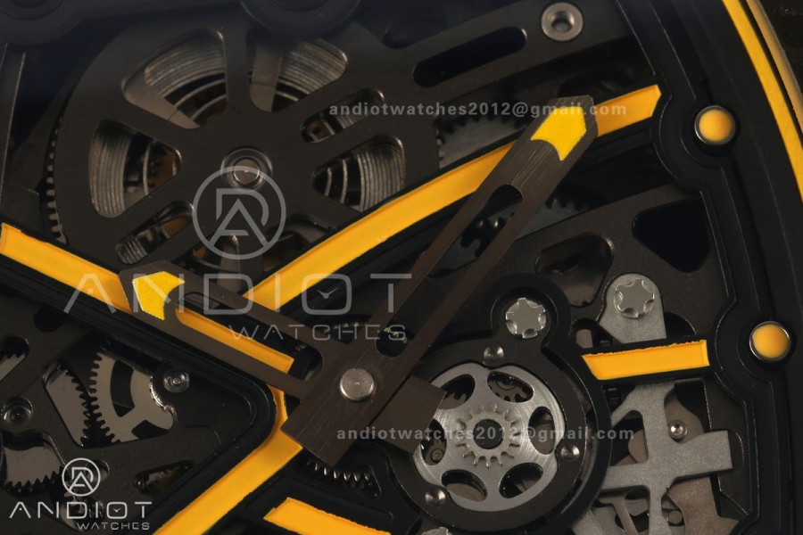 AVF RM67-02 Black NTPT Yellow Skeleton Dial on Black Velcro Strap CRMA7 Clone V2