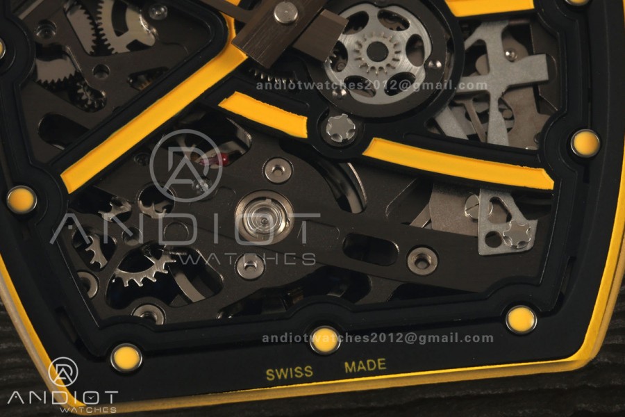 AVF RM67-02 Black NTPT Yellow Skeleton Dial on Black Velcro Strap CRMA7 Clone V2