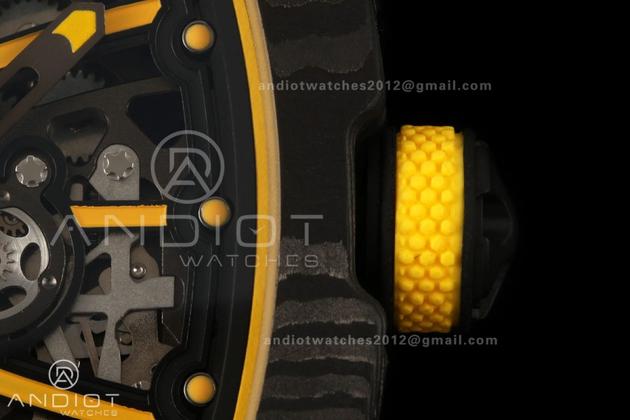 AVF RM67-02 Black NTPT Yellow Skeleton Dial on Black Velcro Strap CRMA7 Clone V2