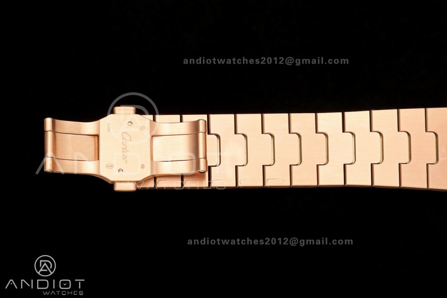 Santos Skeleton RG RICH 1:1 Best Edition Skeleton Dial on RG Bracelet 9611MC Super Clone V2
