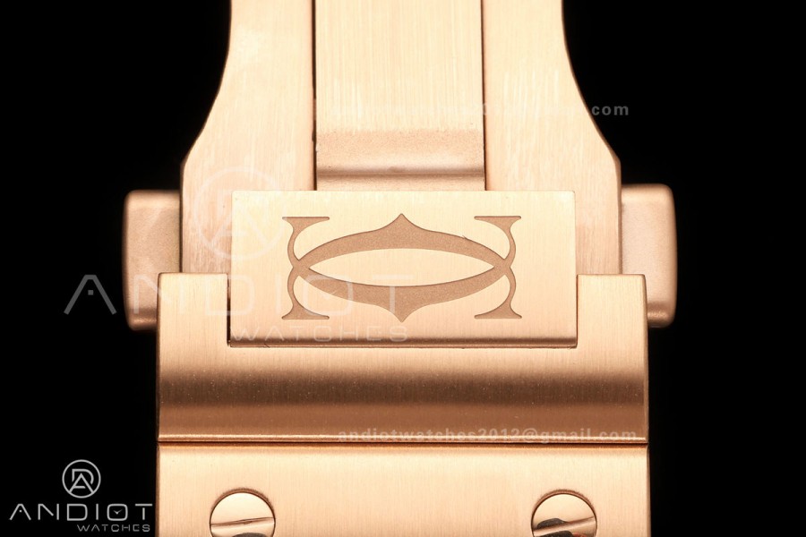 Santos Skeleton RG RICH 1:1 Best Edition Skeleton Dial on RG Bracelet 9611MC Super Clone V2