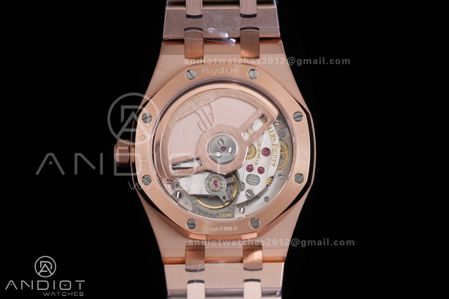 Royal Oak 34mm 77350 RG Diamonds Bezel 8F Best Edition White Dial Diamond Bezel on RG Bracelet A5800