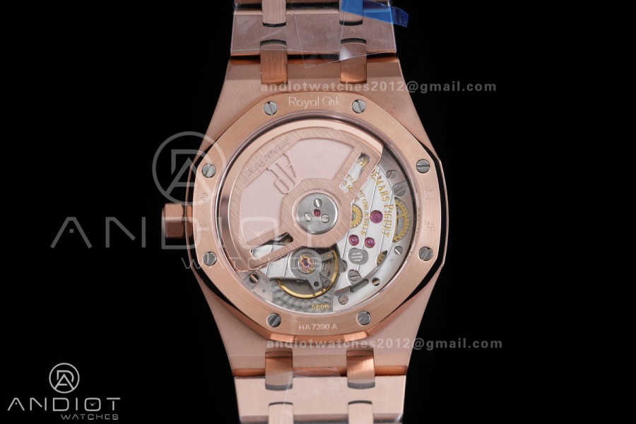 Royal Oak 34mm 77450 RG Diamonds Bezel 8F Best Edition Blue Dial Diamond Bezel on RG Bracelet A5800