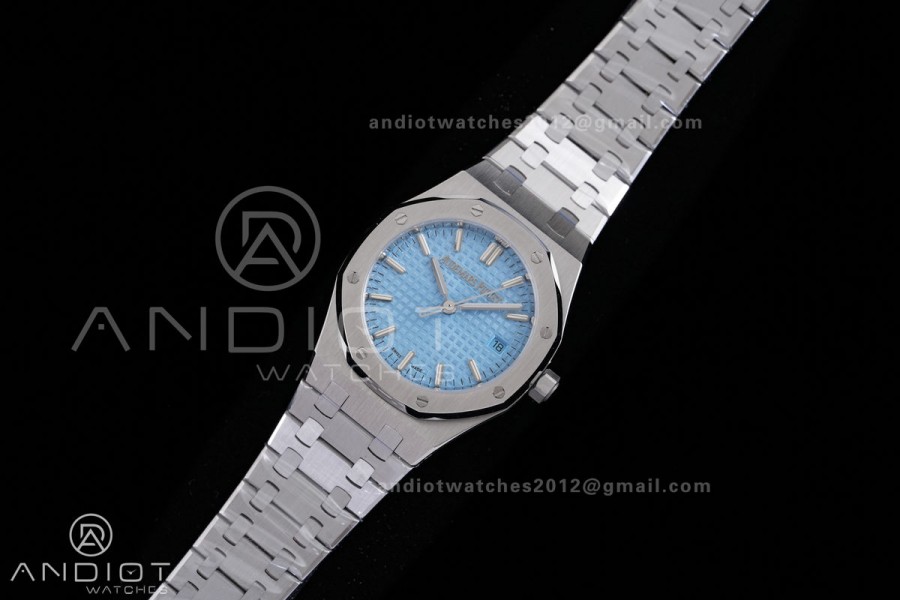 Royal Oak 34mm 77450 SS 8F Best Edition Ice Blue Dial on SS Bracelet A5800