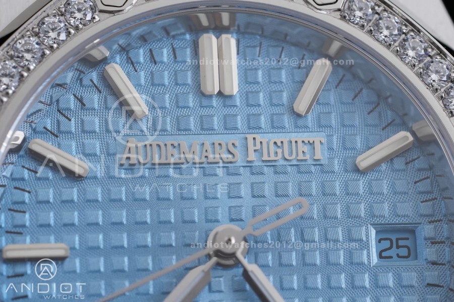 Royal Oak 34mm 77450 SS 8F Best Edition Ice Blue Dial Diamond Bezel on SS Bracelet A5800