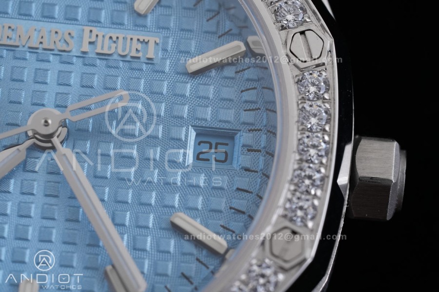 Royal Oak 34mm 77450 SS 8F Best Edition Ice Blue Dial Diamond Bezel on SS Bracelet A5800
