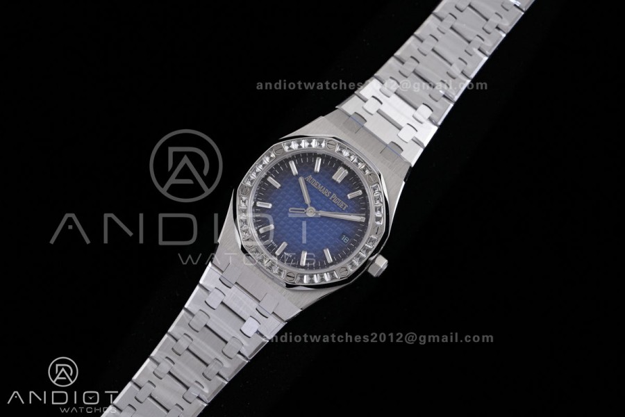 Royal Oak 34mm 77450 SS 8F Best Edition Blue Ombre Dial Diamond Bezel on SS Bracelet A5800