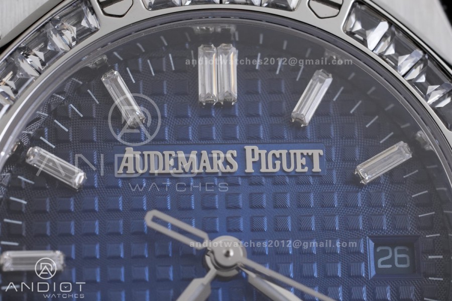Royal Oak 34mm 77450 SS 8F Best Edition Blue Ombre Dial Diamond Bezel on SS Bracelet A5800