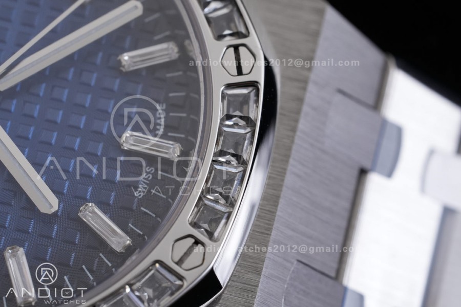 Royal Oak 34mm 77450 SS 8F Best Edition Blue Ombre Dial Diamond Bezel on SS Bracelet A5800