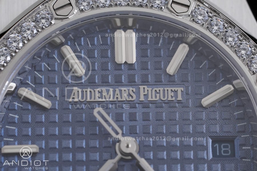 Royal Oak 34mm 77450 SS 8F Best Edition Blue Dial Diamond Bezel on SS Bracelet A5800