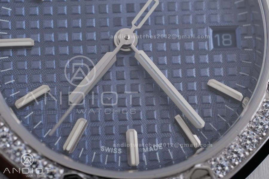 Royal Oak 34mm 77450 SS 8F Best Edition Blue Dial Diamond Bezel on SS Bracelet A5800