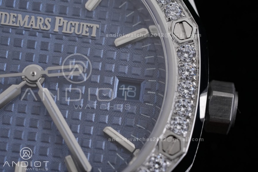 Royal Oak 34mm 77450 SS 8F Best Edition Blue Dial Diamond Bezel on SS Bracelet A5800