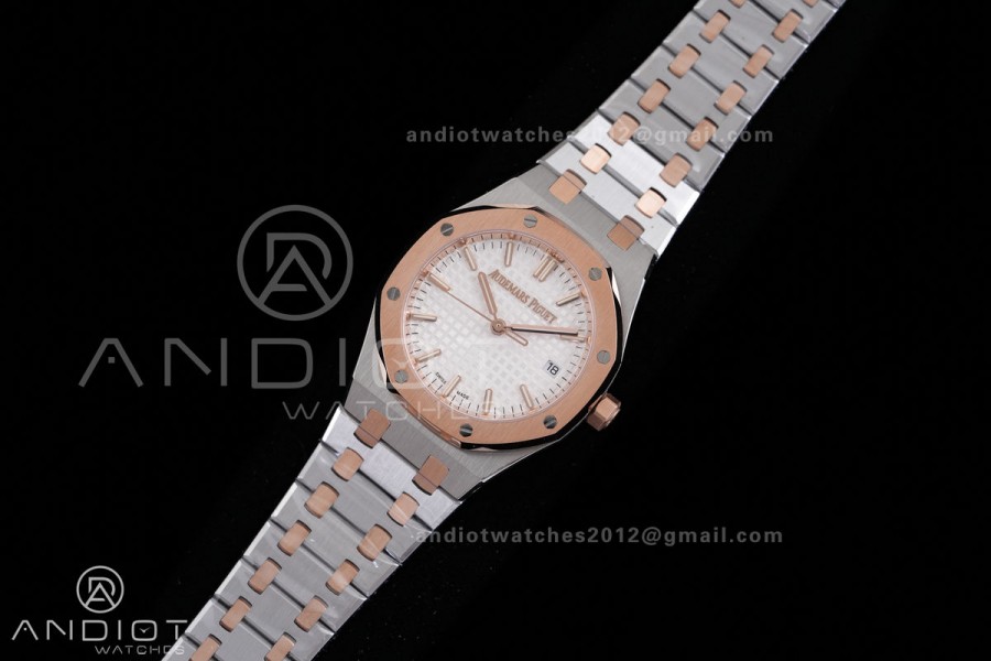 Royal Oak 34mm 77450 SS/RG 8F Best Edition White Dial on SS/RG Bracelet A5800