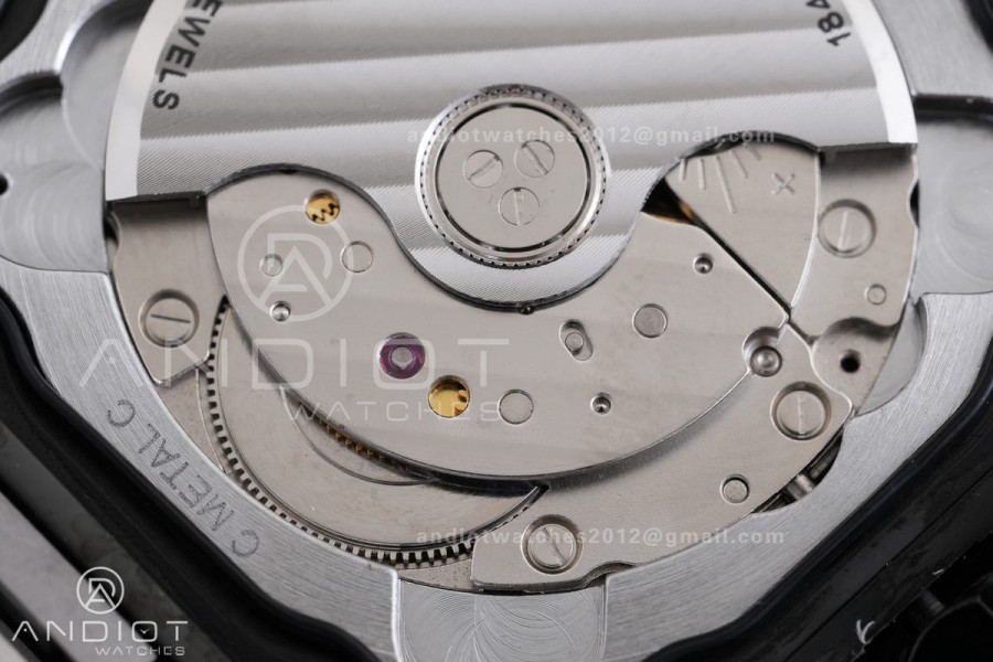 Santos de Cartier 40mm PVD AF 1:1 Best Edition Black Dial on Rubber Strap MIYOTA 9015