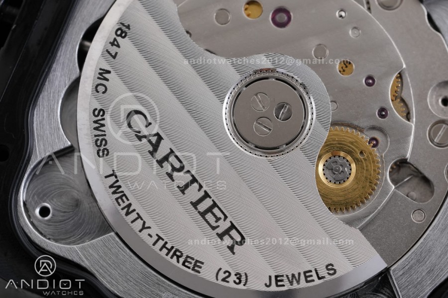 Santos de Cartier 40mm PVD AF 1:1 Best Edition Black Dial on Rubber Strap MIYOTA 9015