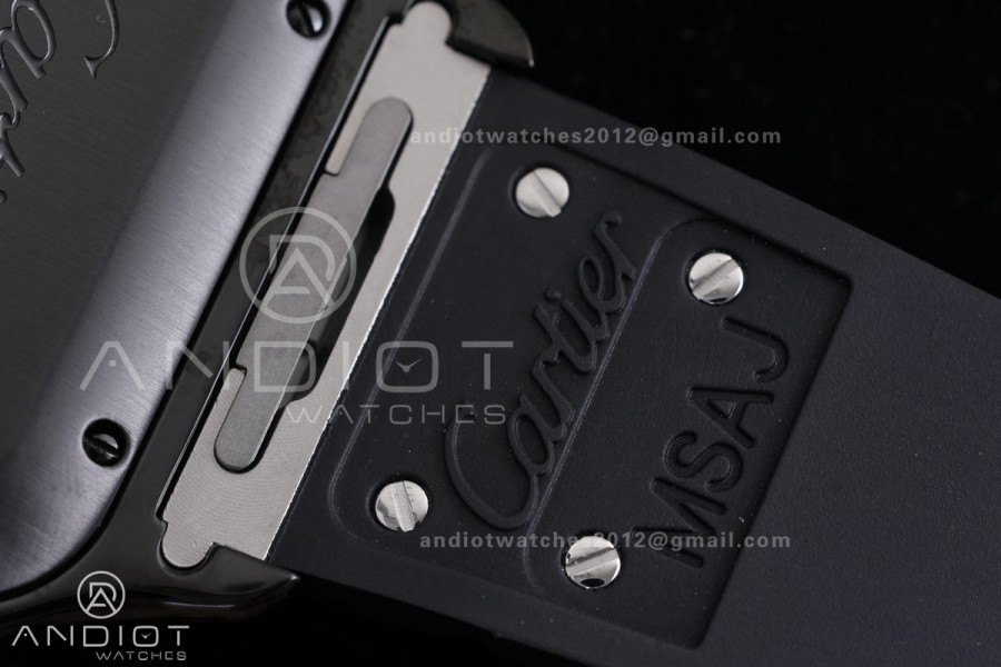 Santos de Cartier 40mm PVD AF 1:1 Best Edition Black Dial on Rubber Strap MIYOTA 9015