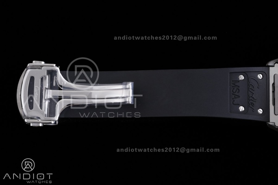 Santos de Cartier 40mm PVD AF 1:1 Best Edition Black Dial on Rubber Strap MIYOTA 9015