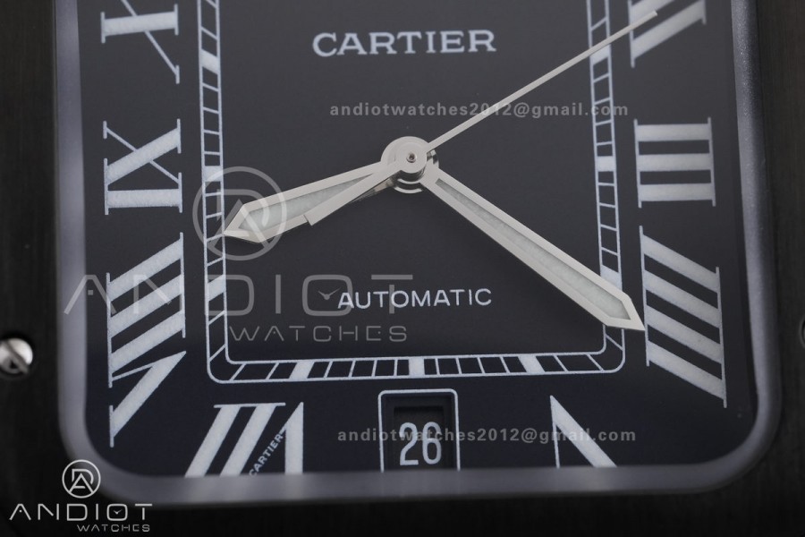 Santos de Cartier 40mm PVD AF 1:1 Best Edition Black Dial on Rubber Strap MIYOTA 9015