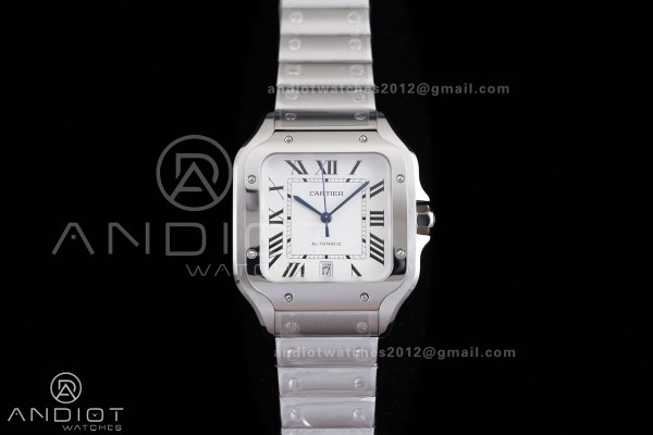 Santos de Cartier 40mm SS 2018 BVF 1:1 Best Edition White Dial on SS SmartLinks Bracelet 9015 