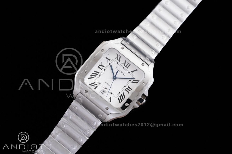 Santos de Cartier 40mm SS 2018 BVF 1:1 Best Edition White Dial on SS SmartLinks Bracelet 9015 