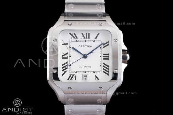 Santos de Cartier 40mm SS 2018 BVF 1:1 Best Edition White Dial on SS SmartLinks Bracelet 9015 