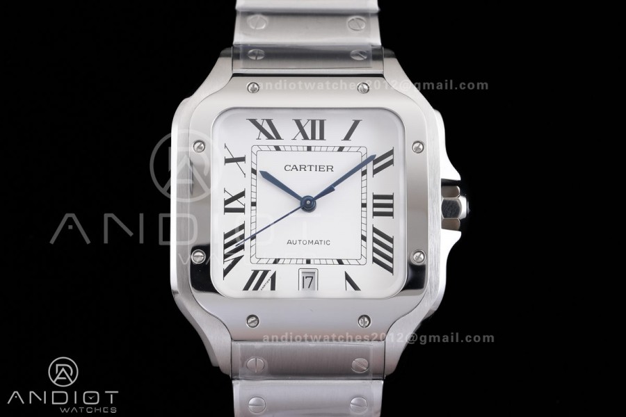 Santos de Cartier 40mm SS 2018 BVF 1:1 Best Edition White Dial on SS SmartLinks Bracelet 9015 