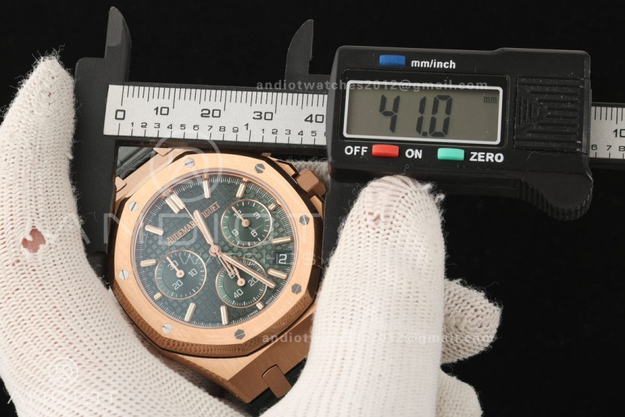Royal Oak Chrono 26240 RG DDF 1:1 Best Edition Green Dial on Green Leather Strap DD4401 Super Clone (SW Dial)