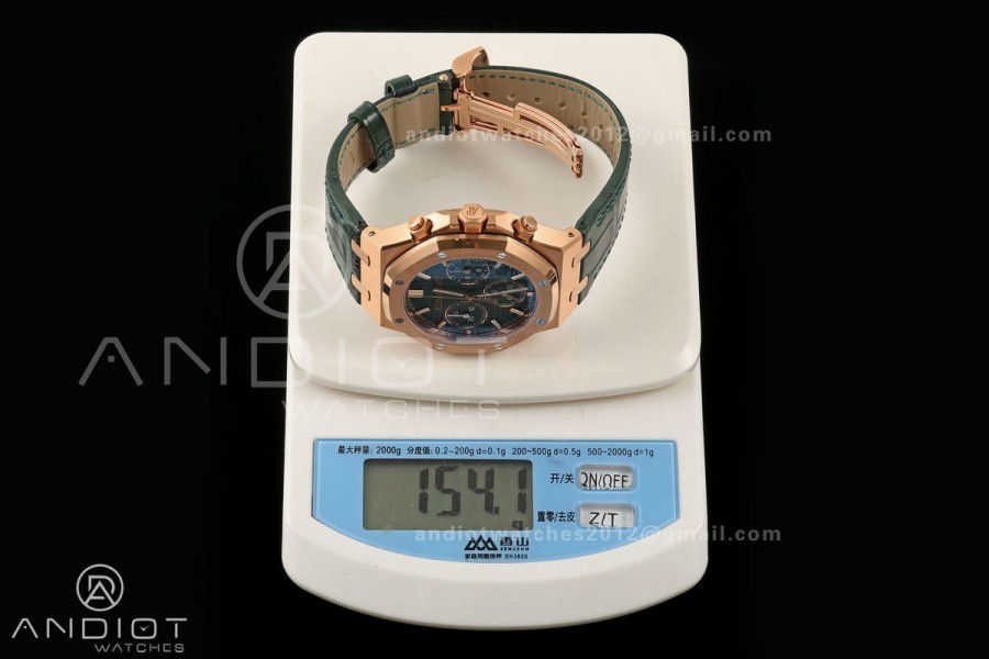 Royal Oak Chrono 26240 RG DDF 1:1 Best Edition Green Dial on Green Leather Strap DD4401 Super Clone (SW Dial)