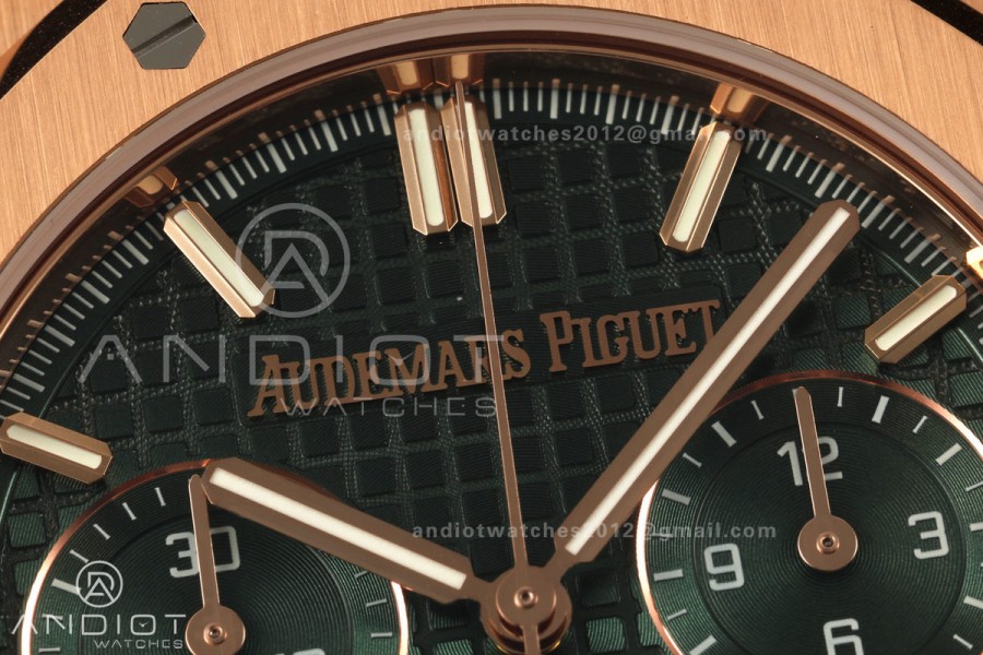 Royal Oak Chrono 26240 RG DDF 1:1 Best Edition Green Dial on Green Leather Strap DD4401 Super Clone (SW Dial)