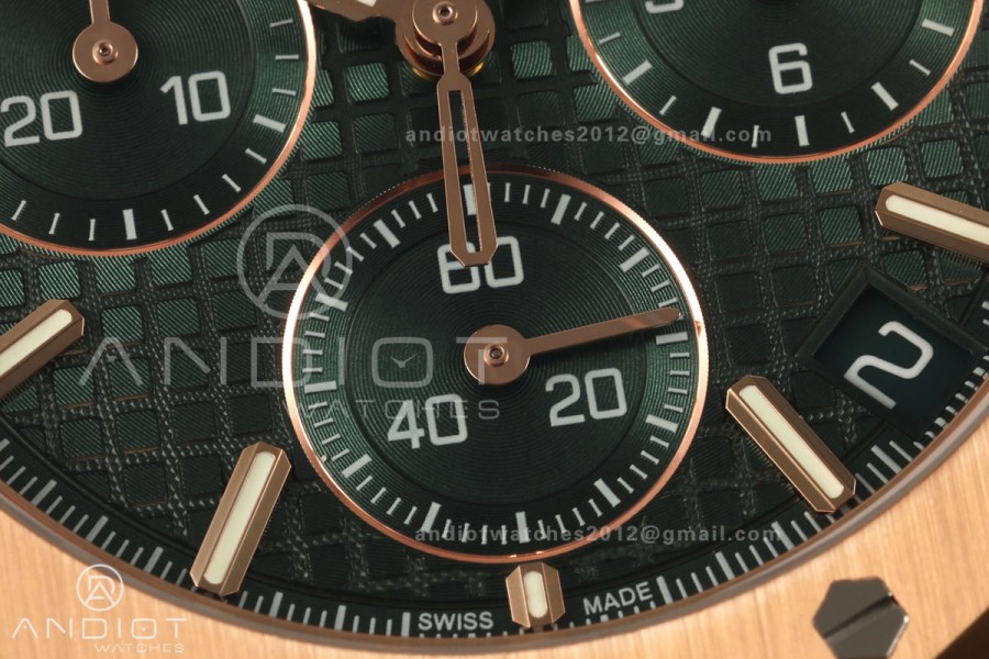 Royal Oak Chrono 26240 RG DDF 1:1 Best Edition Green Dial on Green Leather Strap DD4401 Super Clone (SW Dial)