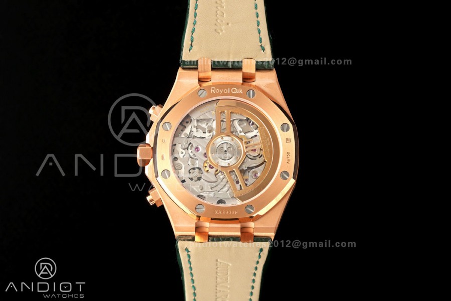 Royal Oak Chrono 26240 RG DDF 1:1 Best Edition Green Dial on Green Leather Strap DD4401 Super Clone (SW Dial)
