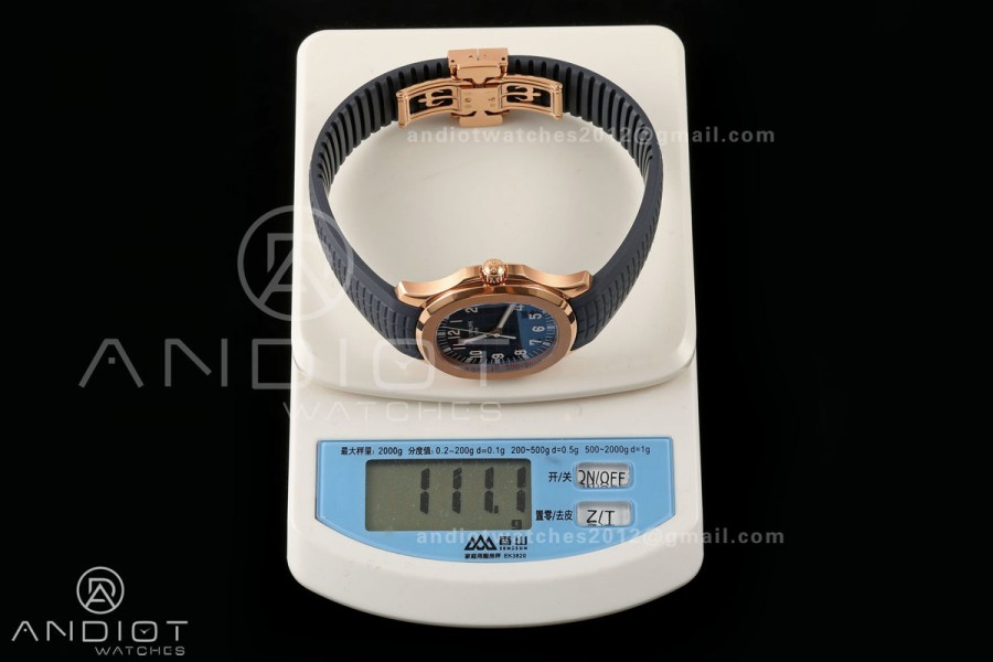 Aquanaut 5167 RG DDF 1:1 Best Edition Blue Dial on Blue Rubber Strap DD324 Super Clone (Weighted)