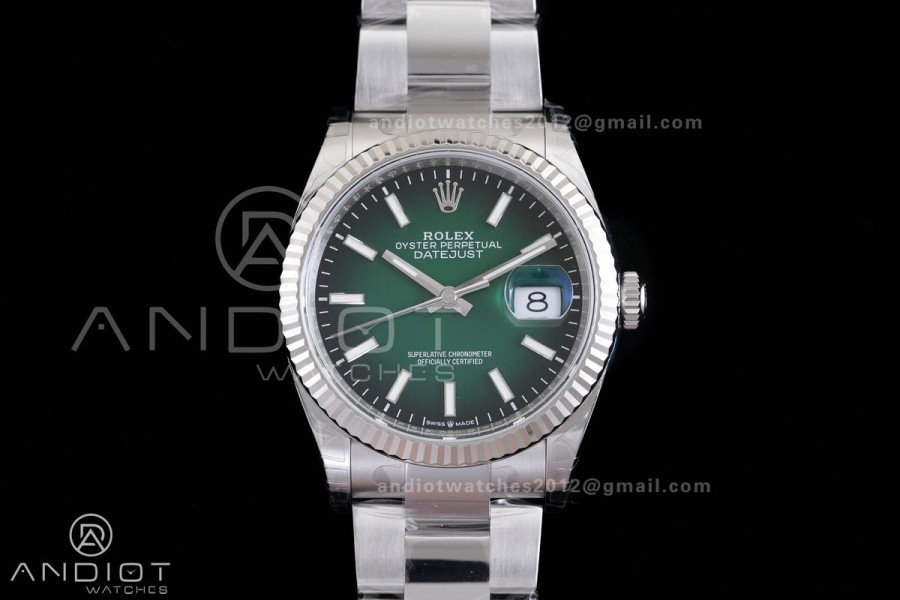DateJust 36 SS 126234 904L V2 VSF 1:1 Best Edition Green Ombre Dial Stick Marker On Oyster Bracelet DD3235