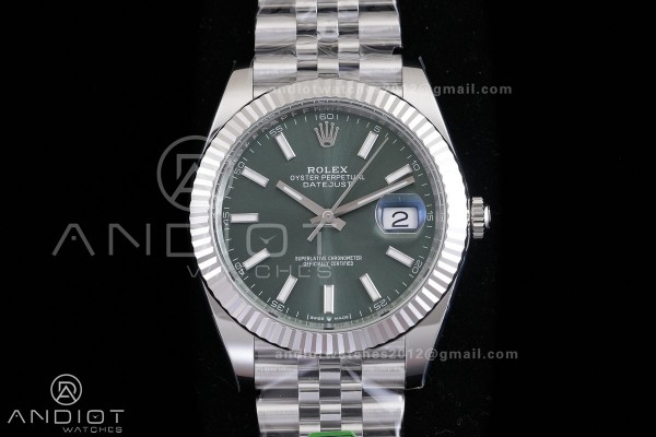 DateJust 41 126334 GOLD Maker 1:1 Best Edition Green Stick Dial on Jubilee Bracelet JH3235 (Free Sprung)