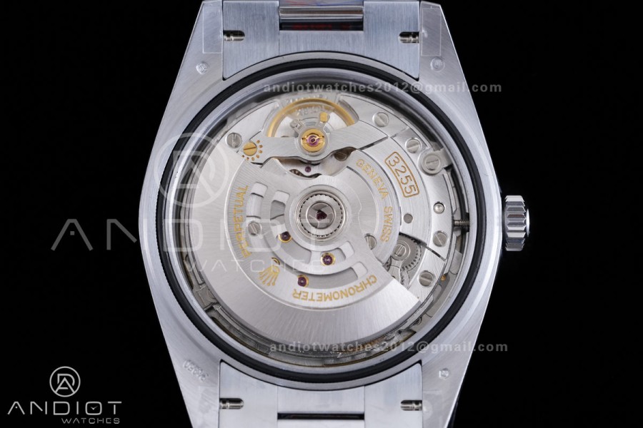 DayDate 40 SS QF 1:1 Best Edition Blue Textured Roman Dial Diamonds Bezel on President Bracelet VR3255 V8s (Gain Weight)