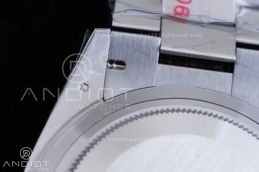 DayDate 40 SS QF 1:1 Best Edition Blue Textured Roman Dial Diamonds Bezel on President Bracelet VR3255 V8s (Gain Weight)